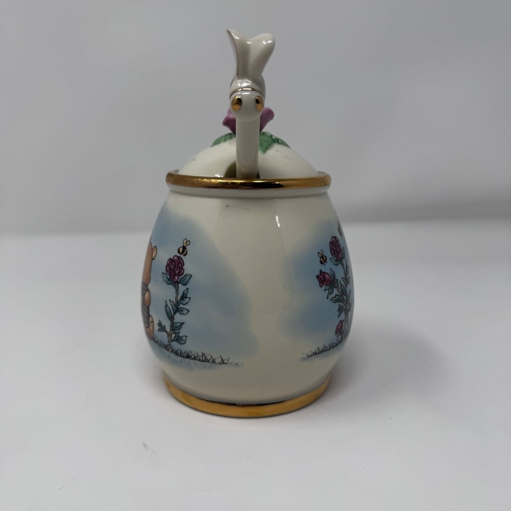 Lenox Disney Classic Pooh Honey Pot Fine Ivory China with Bee Dipper Gold Trim - Picture 11 of 13